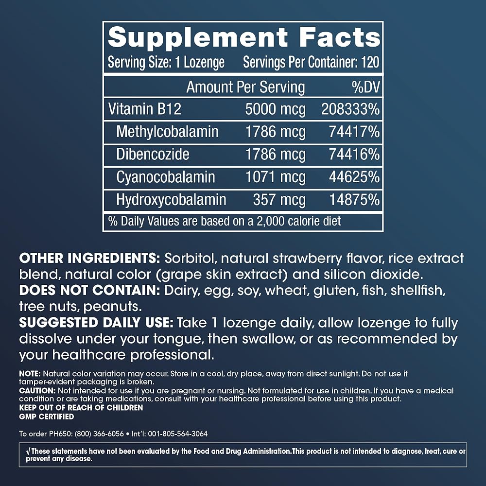 ProHealth Longevity Vitamin B12 5000 mcg Energy Support - 120 Lozenges - image 2