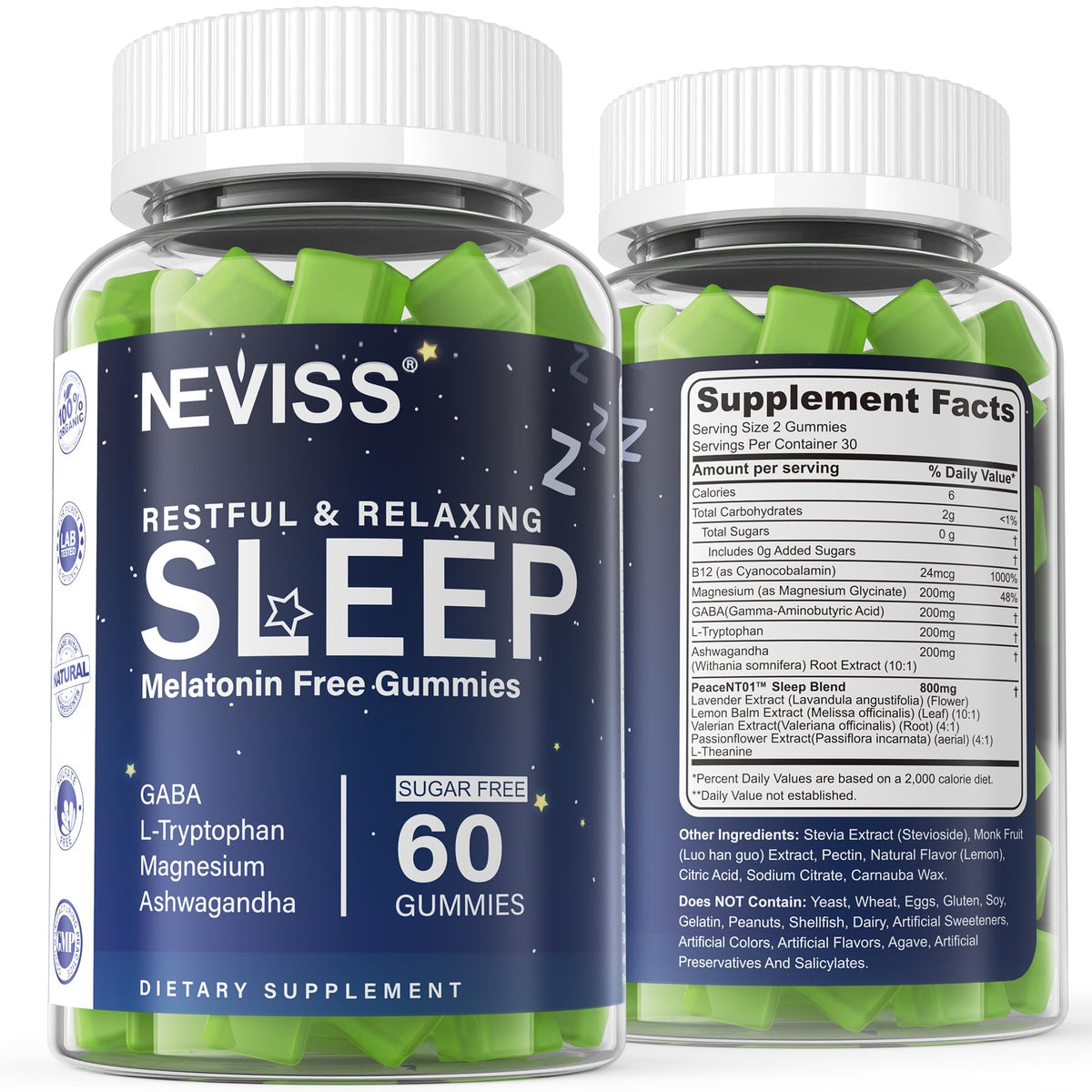 NEVISS GABA, L-tryptophan, Magnesium, Ashwagandha, Non-melatonin