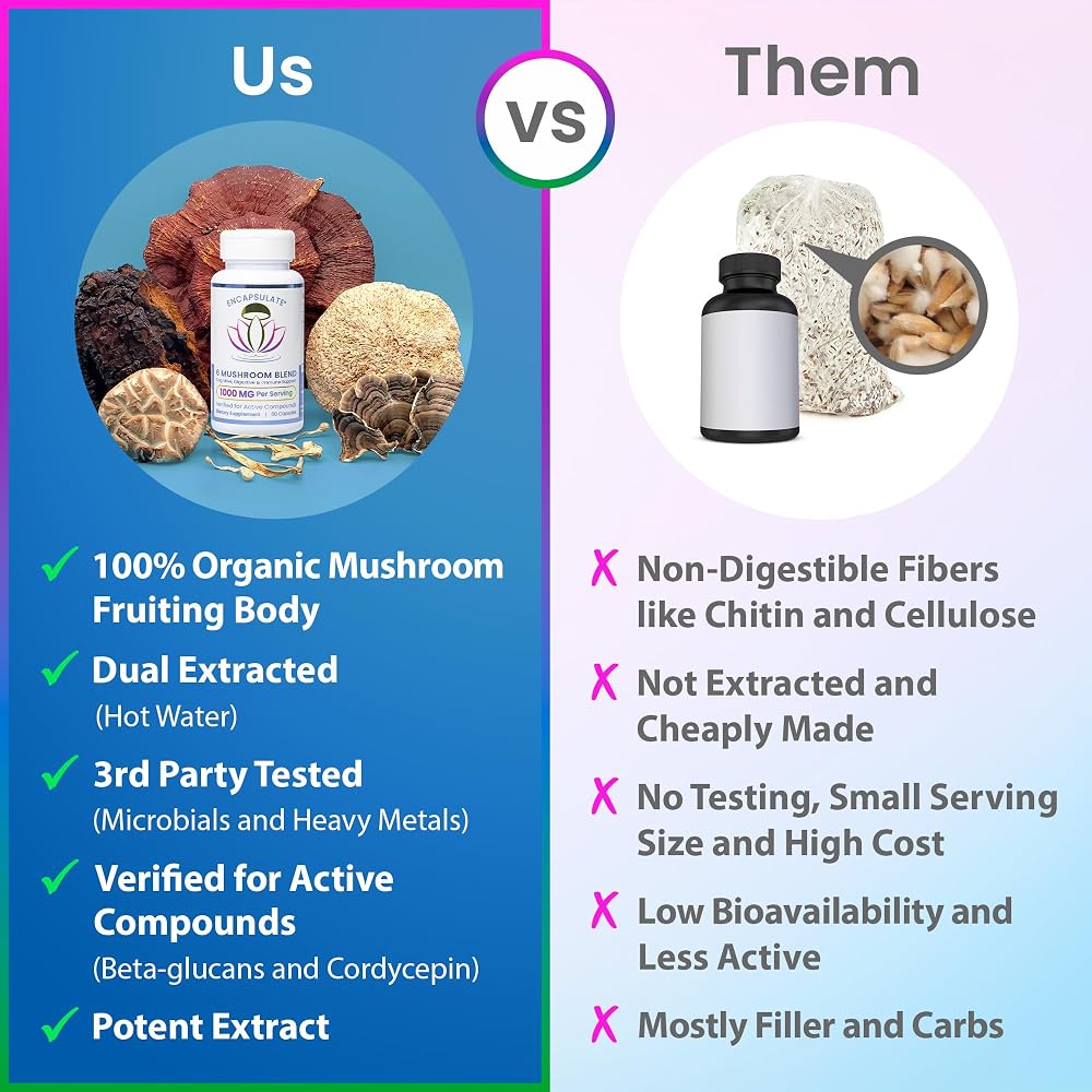 ENCAPSULATE 6 Mushroom Blend 1000mg Immune Support - 60 Capsules - image 4
