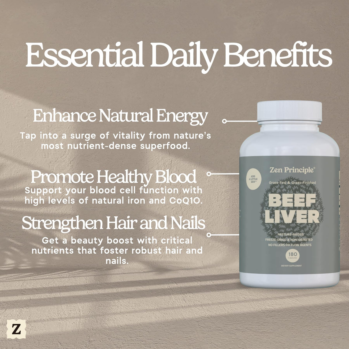 Zen Principle Grass-Fed Beef Liver Supplement - 180 Capsules - image 3