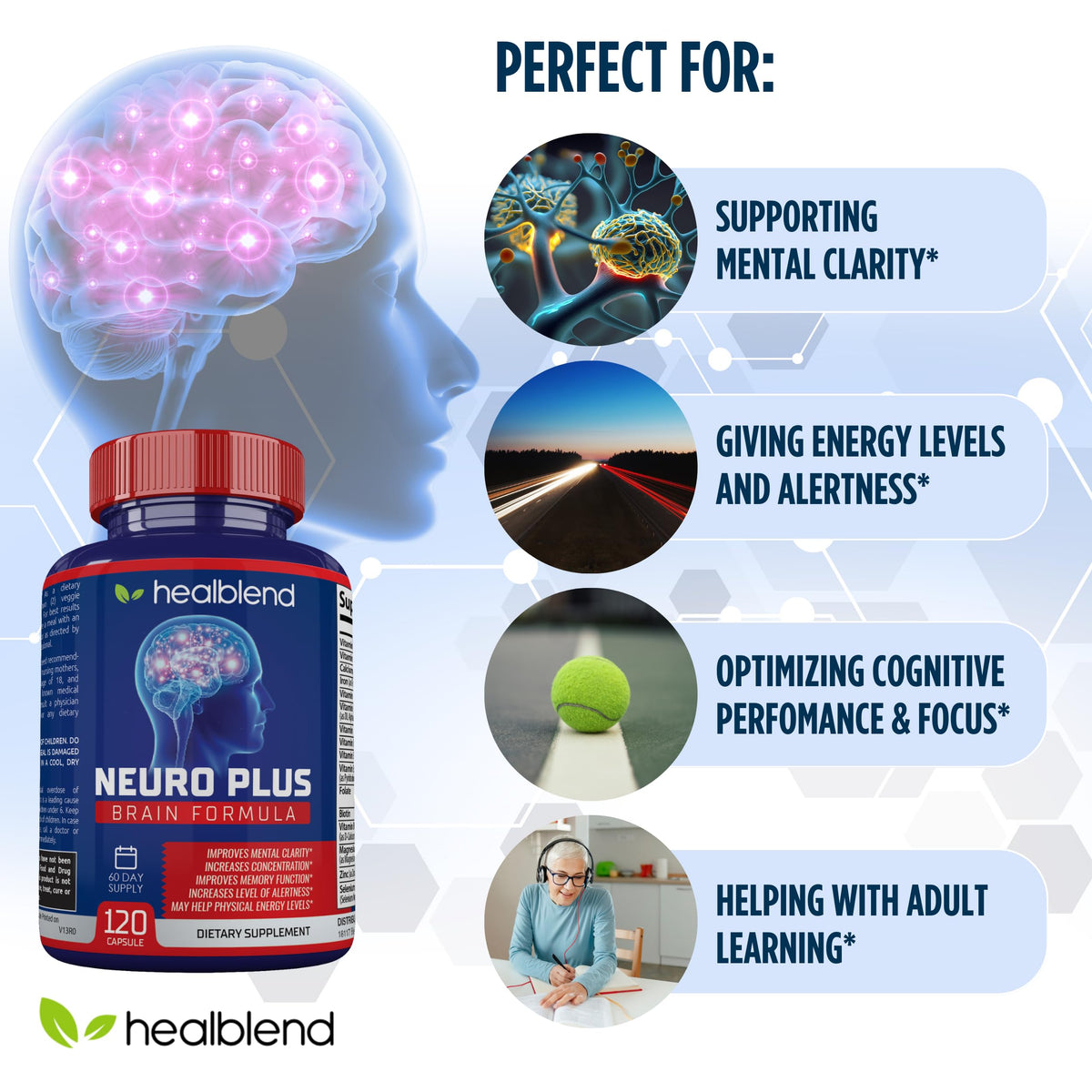 healblend Neuro Plus Brain & Focus Formula - Nootropic Brain Booster