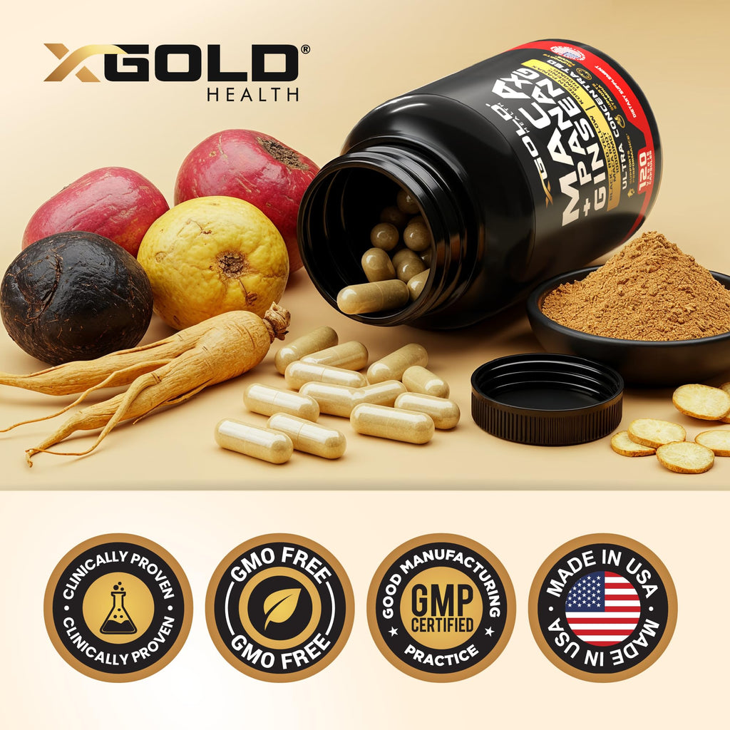 X Gold Health Maca Root & Korean Panax Ginseng Extract - 120 Capsules - image 6