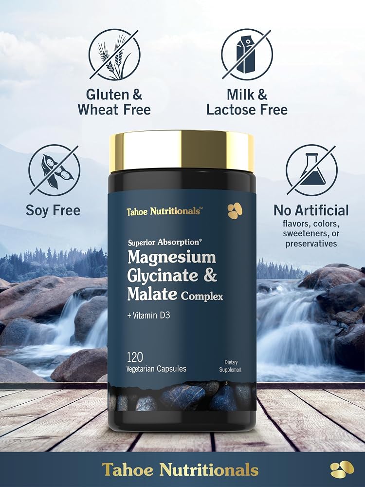Tahoe Nutritionals Magnesium Glycinate Complex with Vitamin D3 - 120 Capsules - image 5