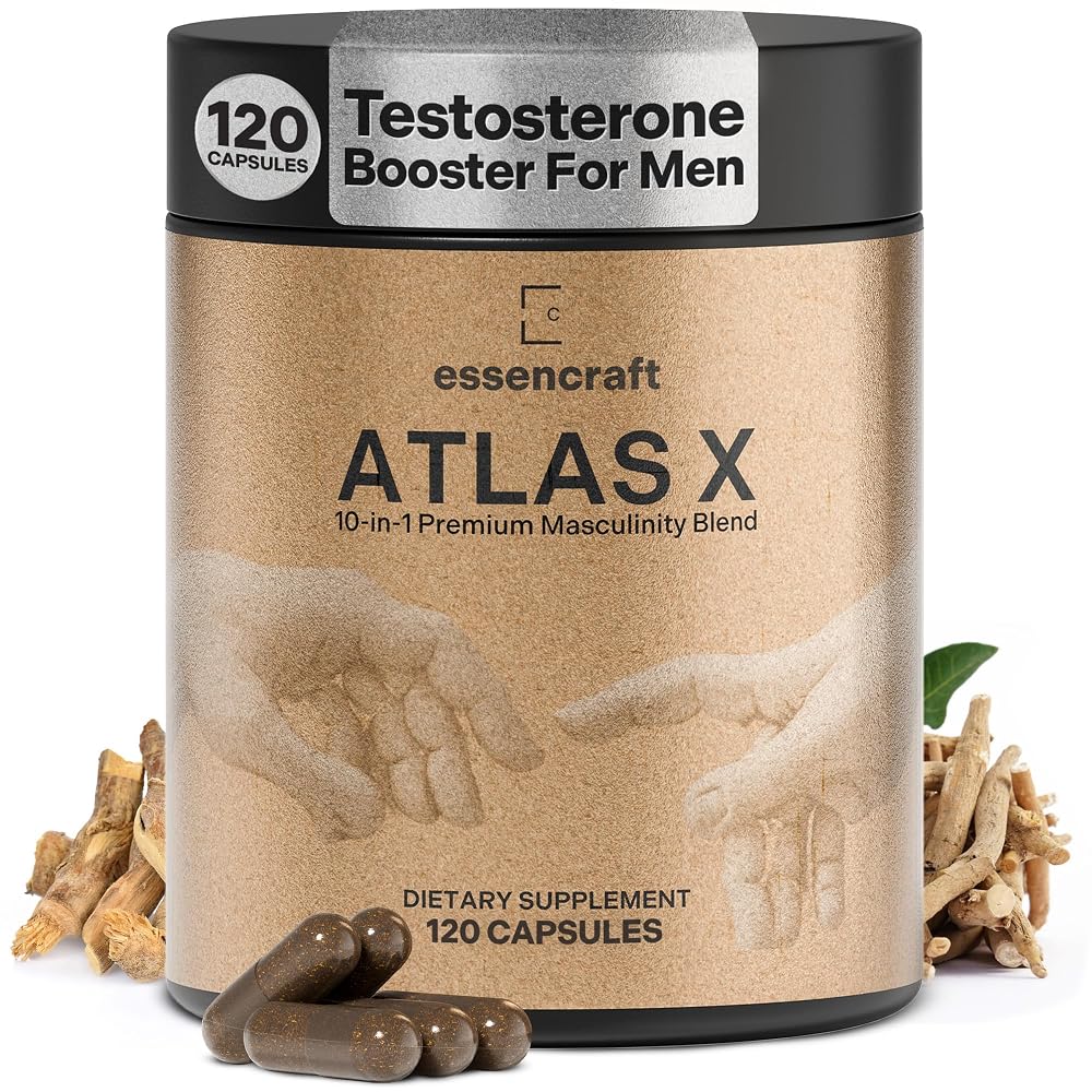 Essencraft Atlas X Testosterone Supplement for Men - 120 Capsules