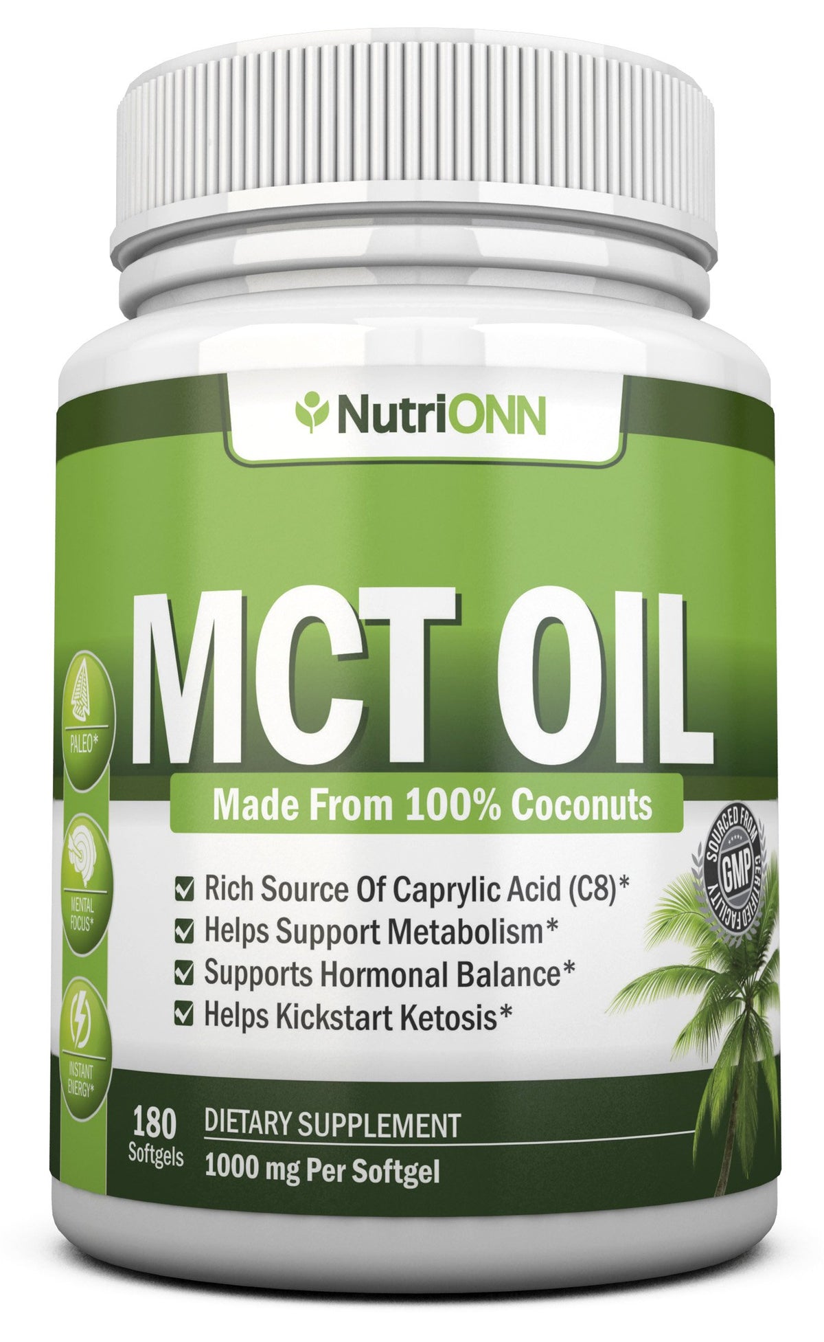 NutriONN MCT Oil 3000mg Per Serving - 180 Softgels