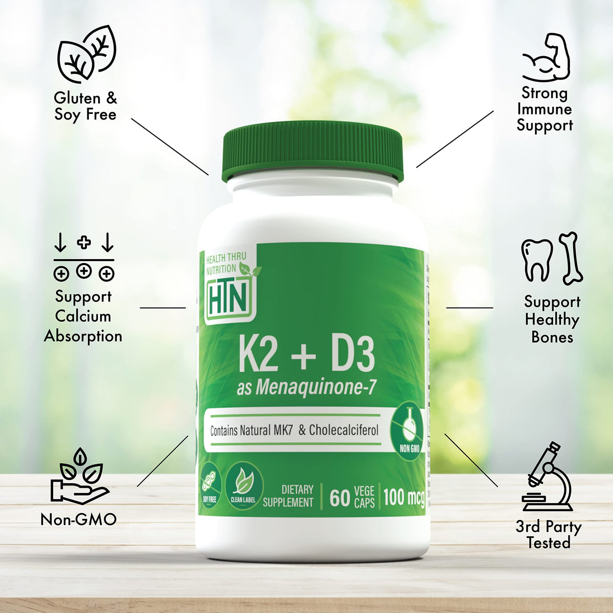 Health Thru Nutrition Advanced K2 MenaQ7 with Vitamin D3 - image 3