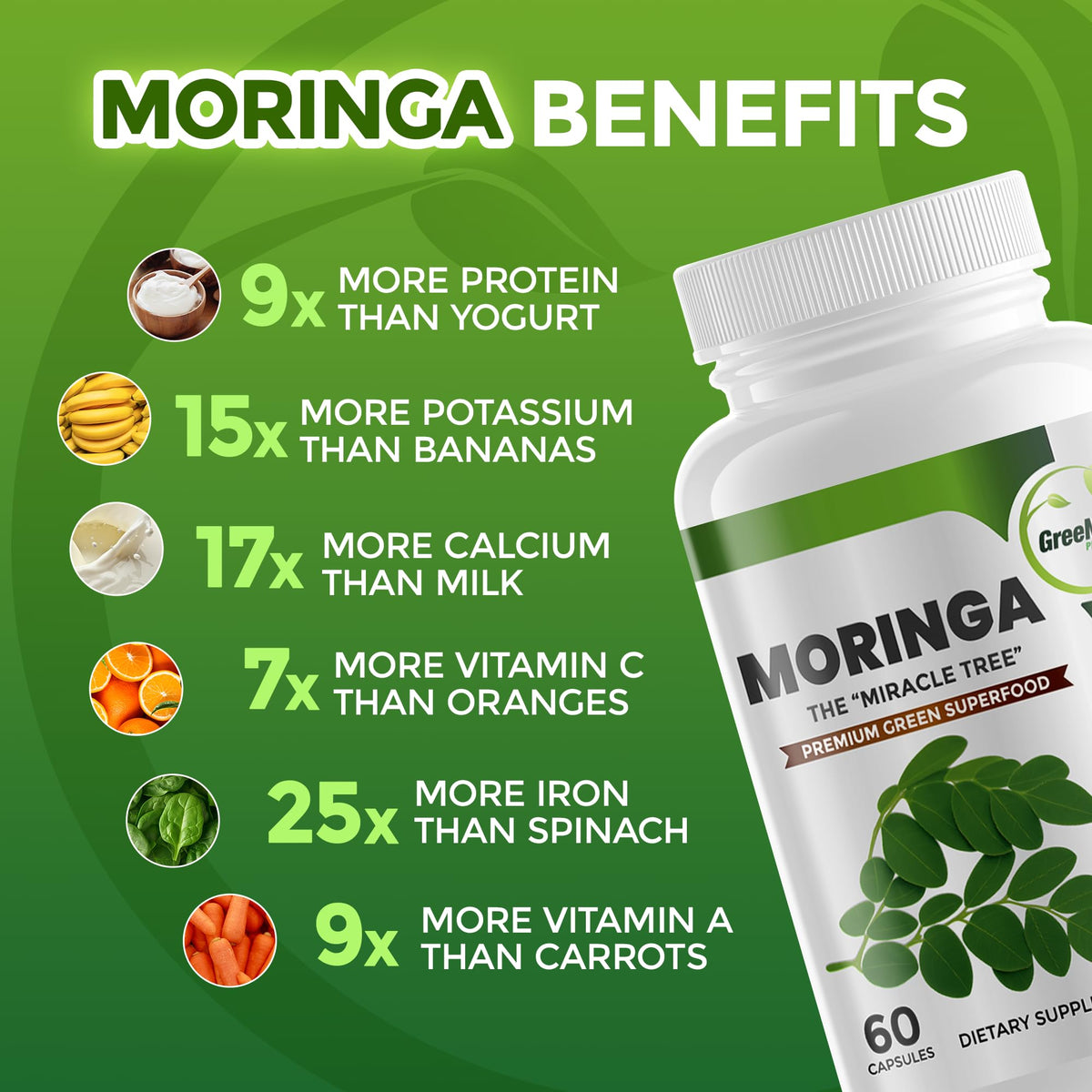 GreeNatr Ginkgo Biloba Panax Ginseng Moringa Capsules - 120 Count - image 6
