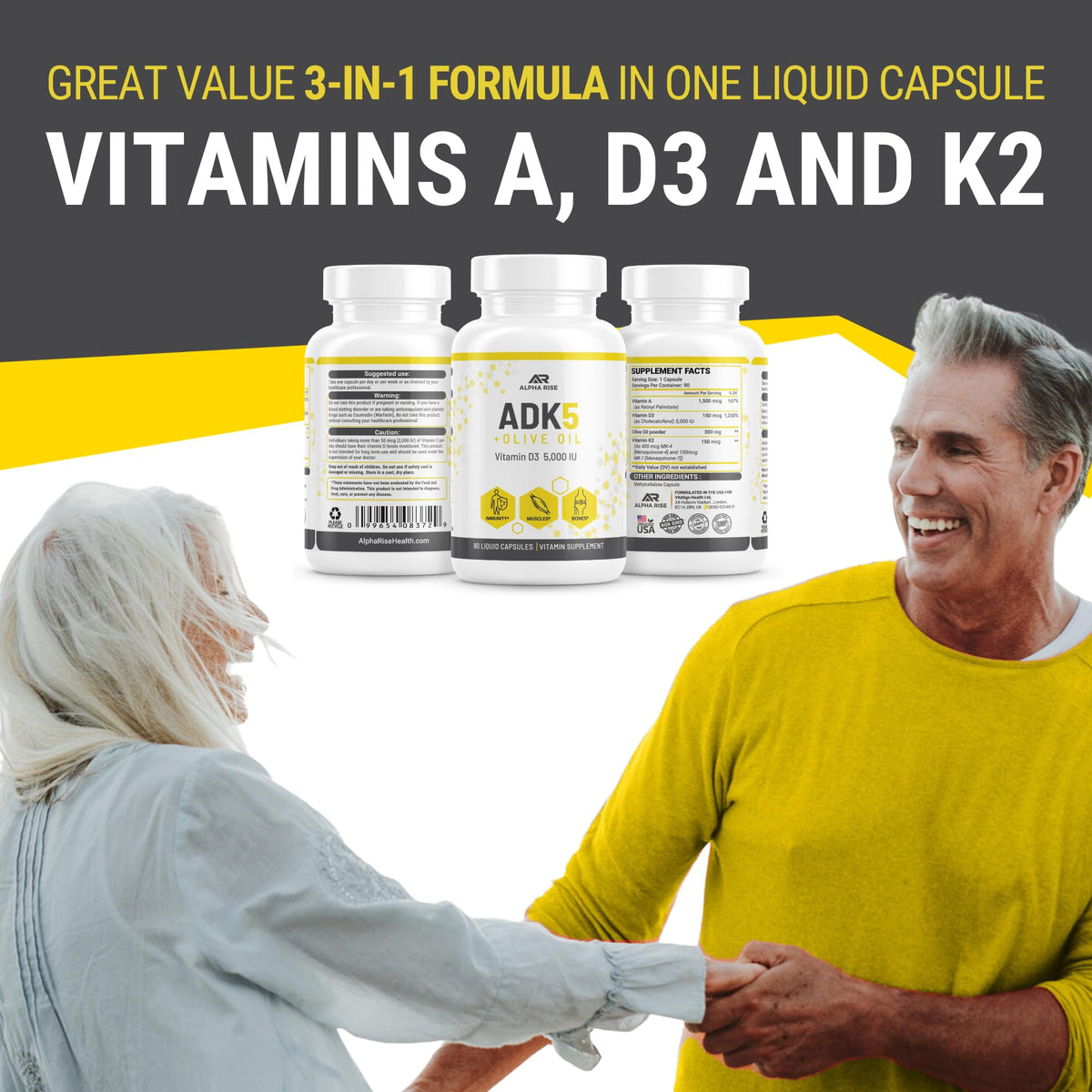 ALPHA RISE ADK 5 Vitamin Supplement with Olive Oil - 90 Capsules - image 4