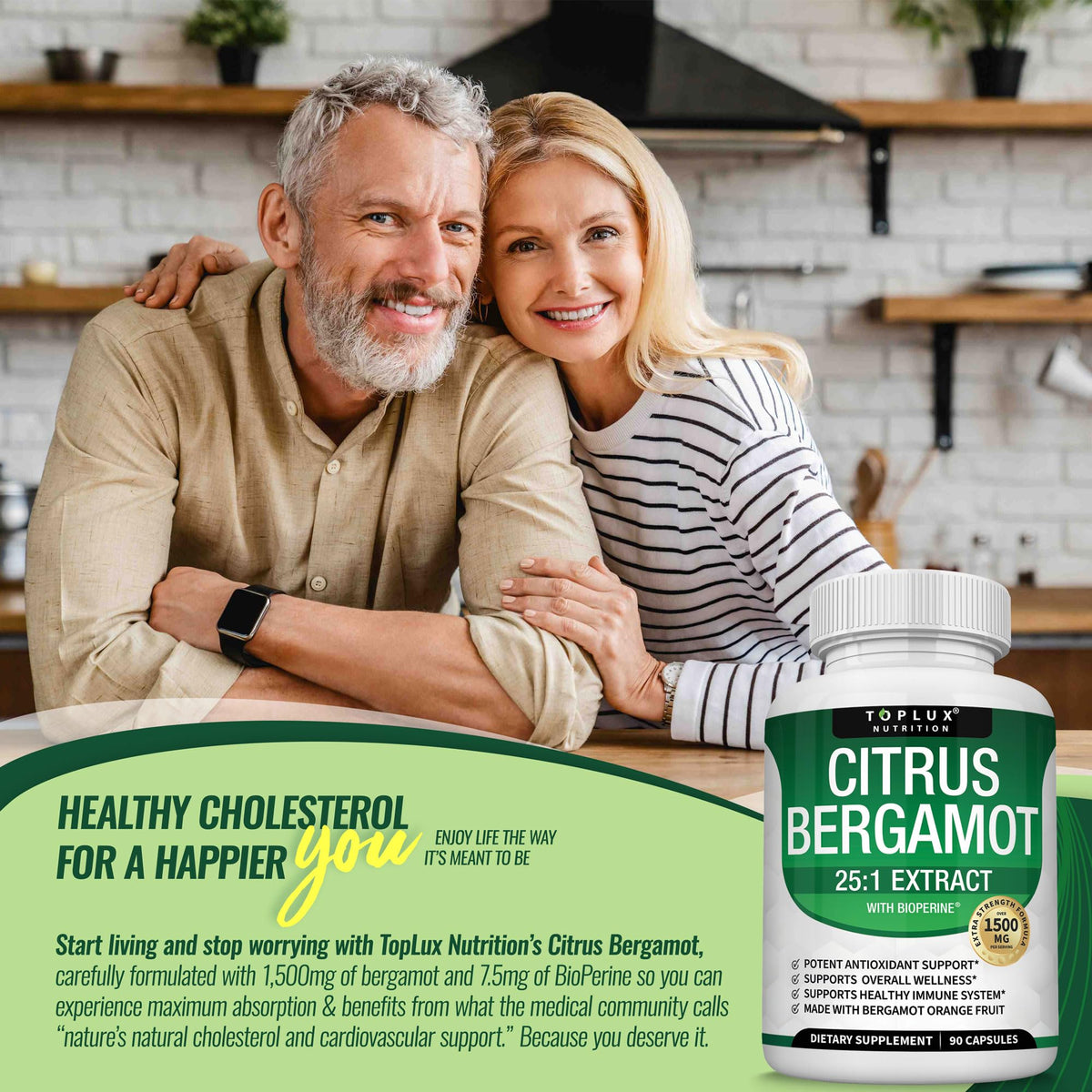 Toplux Citrus Bergamot Supplement 1500mg - 90 Capsules - image 6