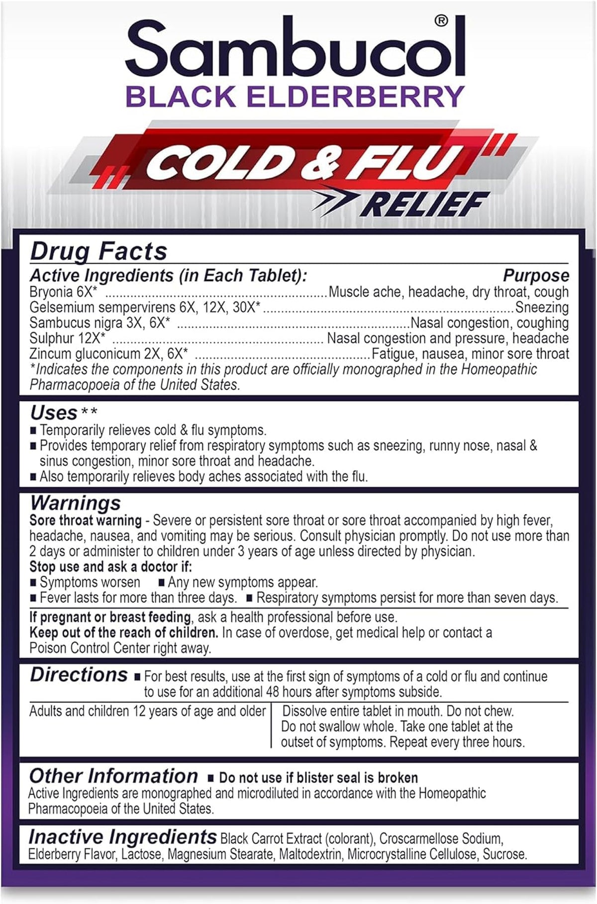 Sambucol Cold and Flu Relief Quick-Dissolving Tablets - 60 Count - image 3