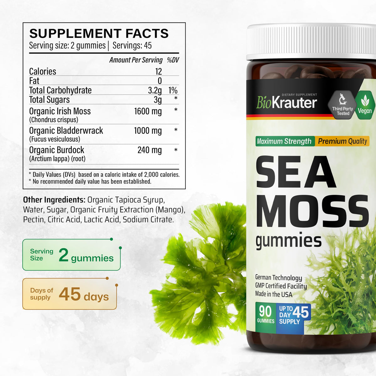 BIO KRAUTER Sea Moss Thyroid Support Gummies - 90 Count - image 3