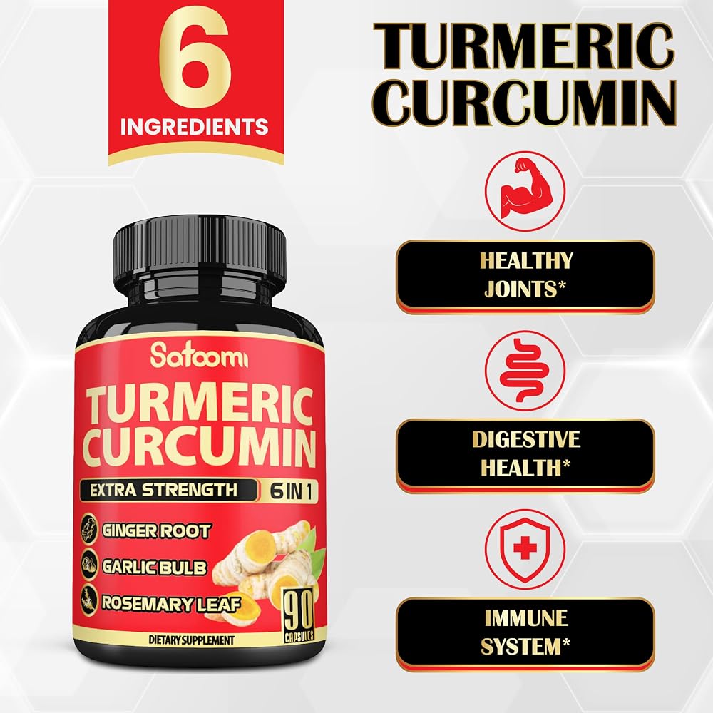 Satoomi Turmeric Curcumin Supplement with Ginger & Black Pepper - 90 Capsules - image 3