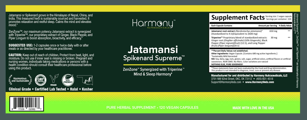 Harmony Nutraceuticals Jatamansi Supreme Sleep Support - 120 Capsules - image 3