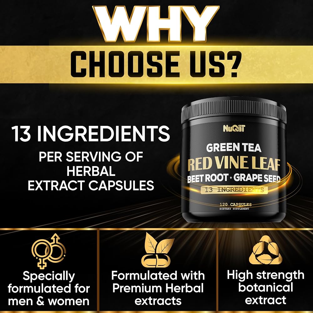 NUQIIT Red Vine Leaf Extract with Beet Root & Green Tea - 120 Capsules - image 5