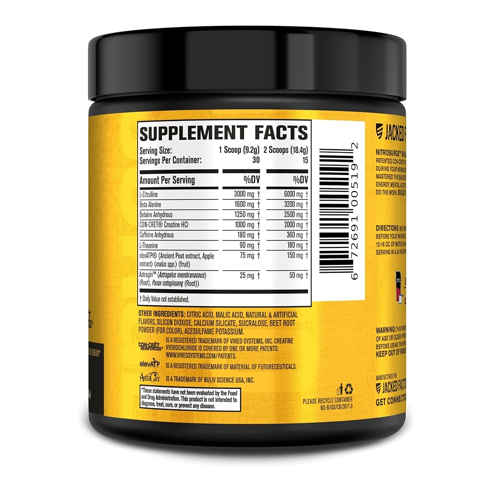Jacked Factory Nitrosurge Build Pre-Workout Powder - 30 Servings - image 7