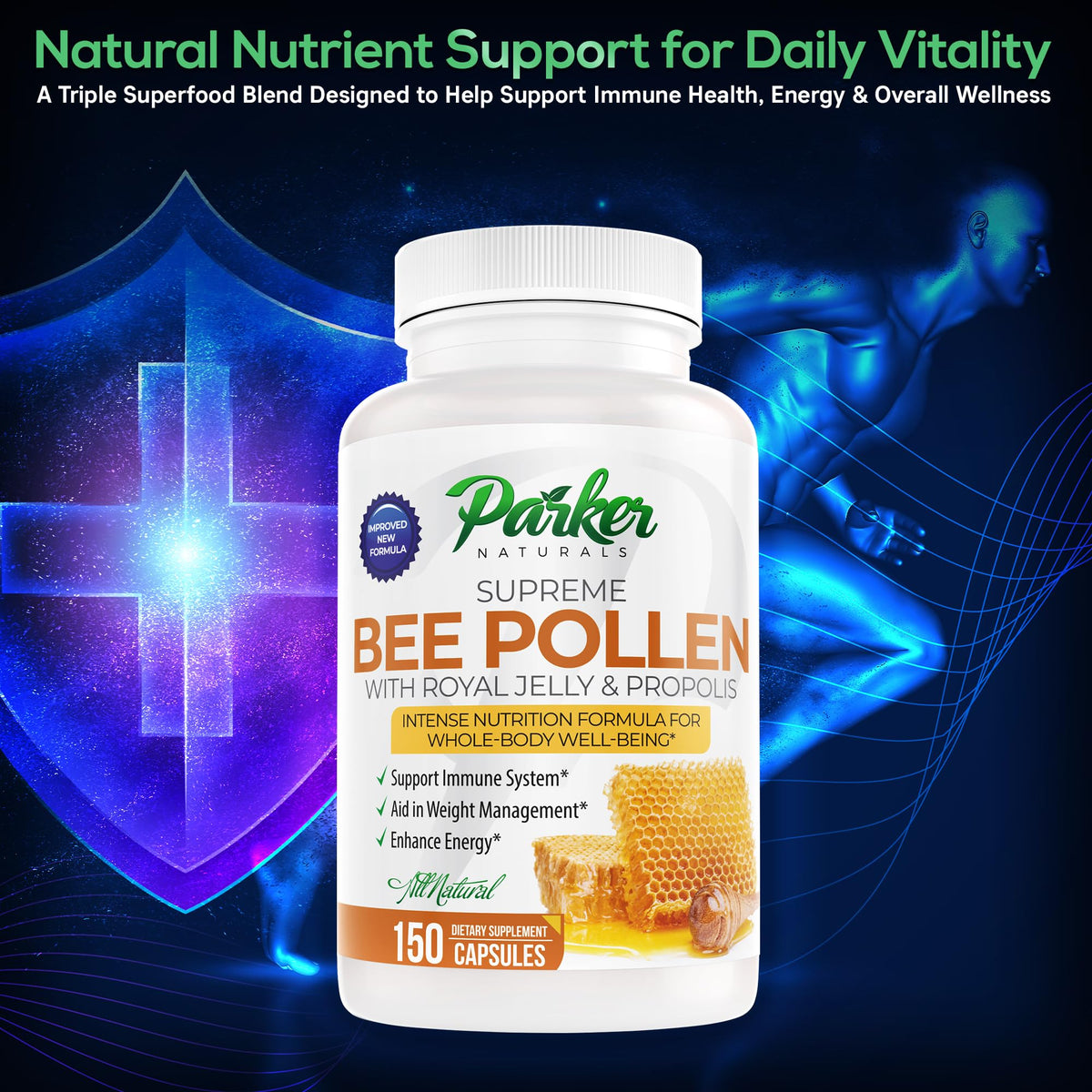 Parker Naturals Supreme Bee Pollen Capsules - 150 Count - image 5