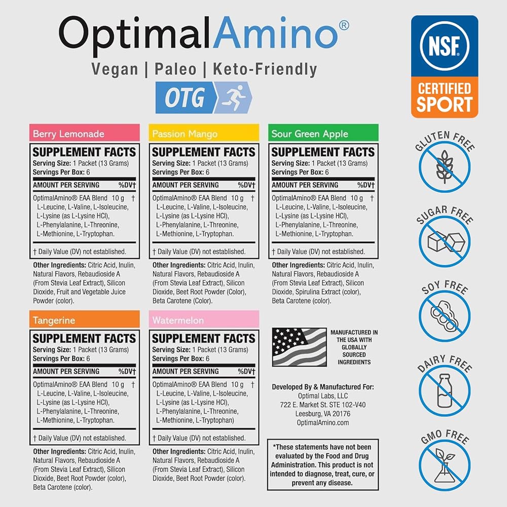 OptimalAmino OTG Stick Packs Complete Amino Acid Profile - 30 Count - image 2