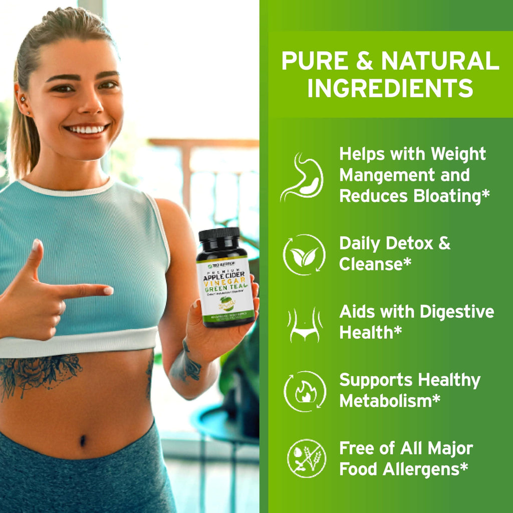 TRIO NUTRITION Apple Cider Vinegar Green Tea Capsules - 60 Count - image 2