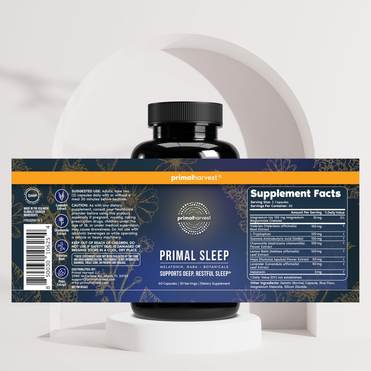 Primal Harvest Primal Sleep Support Supplement with Valerian Root