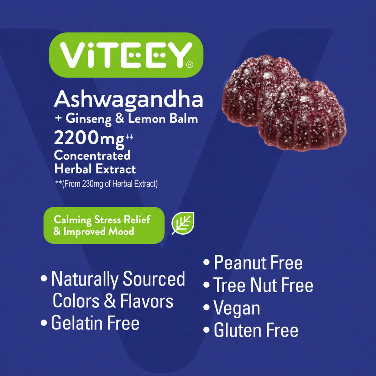 Viteey Ashwagandha Gummies with Ginseng & Lemon Balm - 60 Gummies - image 5