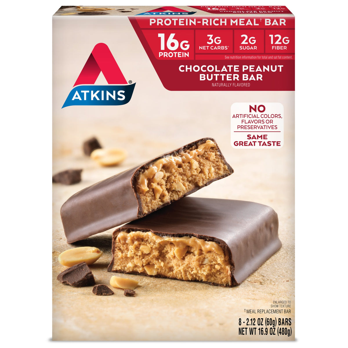 Atkins Advantage Chocolate Peanut Butter Bars - 8 Count