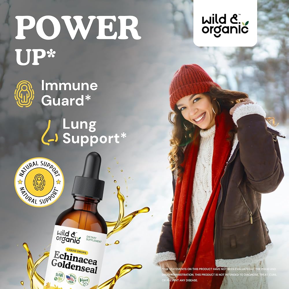 Wild & Organic Echinacea Goldenseal Liquid Drops Immune Support - 2 oz - image 2