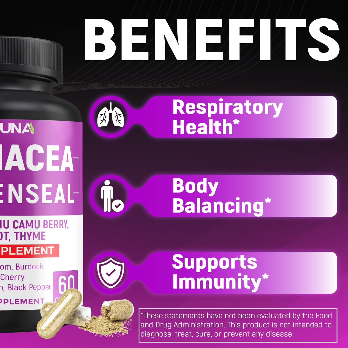 CIVIMUNA Echinacea Capsules with Goldenseal & Elderberry - 120 Capsules - image 5