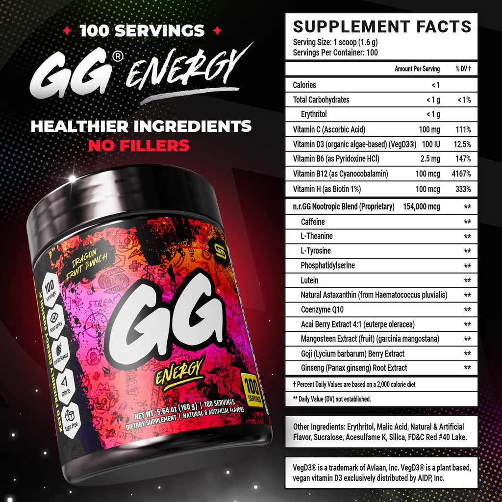 Gamer Supps GG Energy Dragonfruit Punch - 100 Servings - image 2