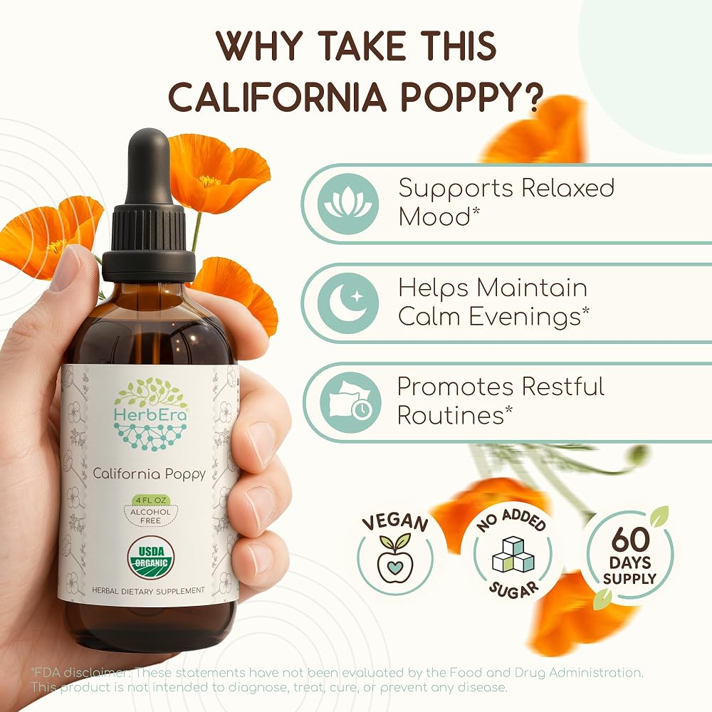HerbEra USDA Organic California Poppy Liquid Extract - 4 fl oz - image 2