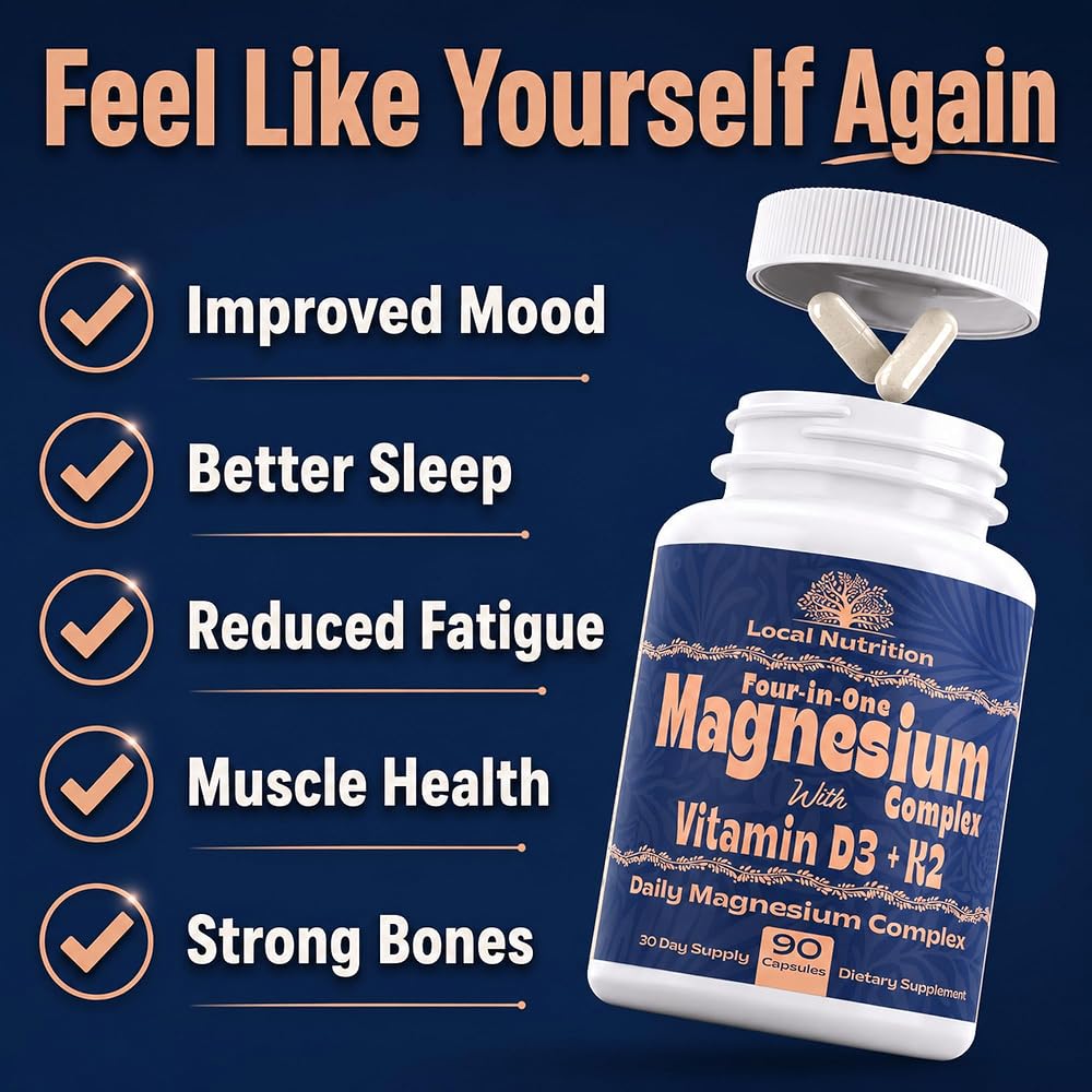 Local Nutrition Magnesium Malate Complex 420mg with D3 K2 - 90 Capsules - image 4