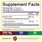 NutriFlair Berberine HCl 1200mg with Ceylon Cinnamon - 120 Capsules - image 2
