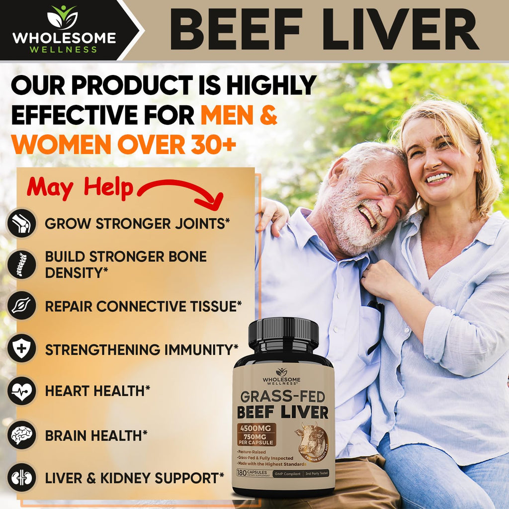 Wholesome Wellness Grass Fed Desiccated Beef Liver - 180 Capsules - image 3