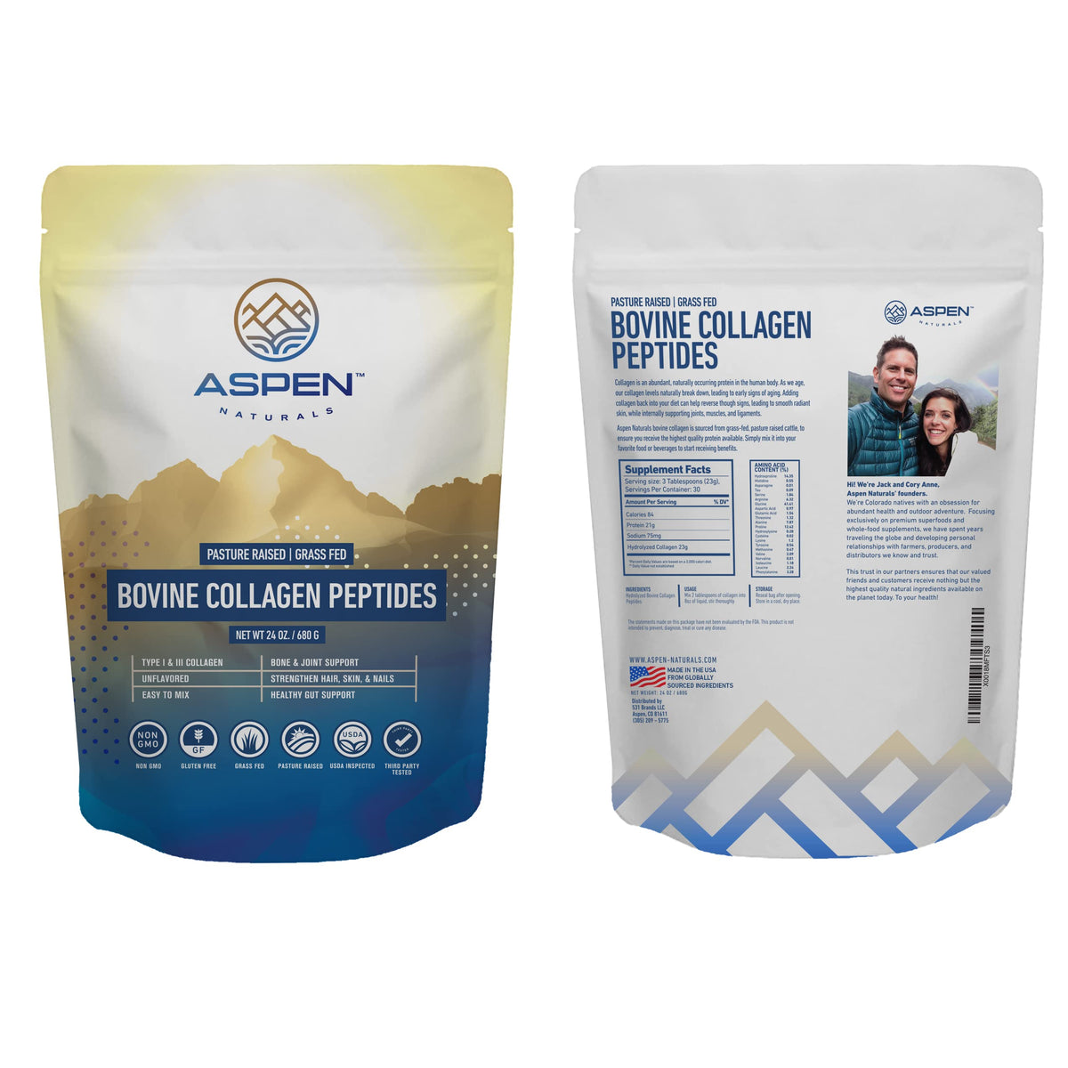 Aspen Naturals Grass Fed Bovine Collagen Peptides Powder - 3 Lb - image 2