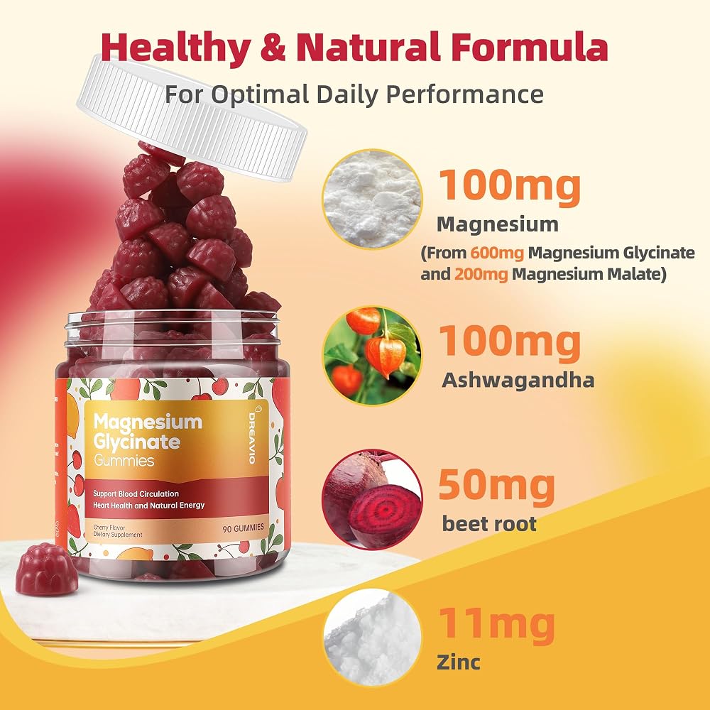 DREAVIO Magnesium Glycinate Gummies 400mg w/Magnesium L-Threonate