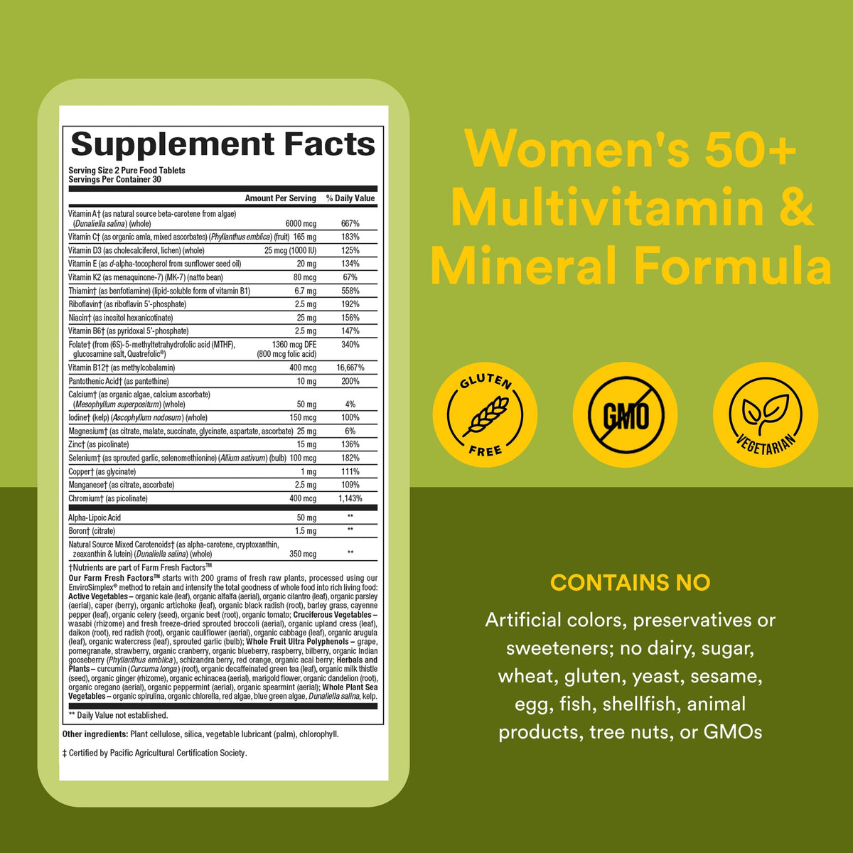 Natural Factors Whole Earth & Sea Women's Multivitamin 50+ - 60 Tablets - image 5