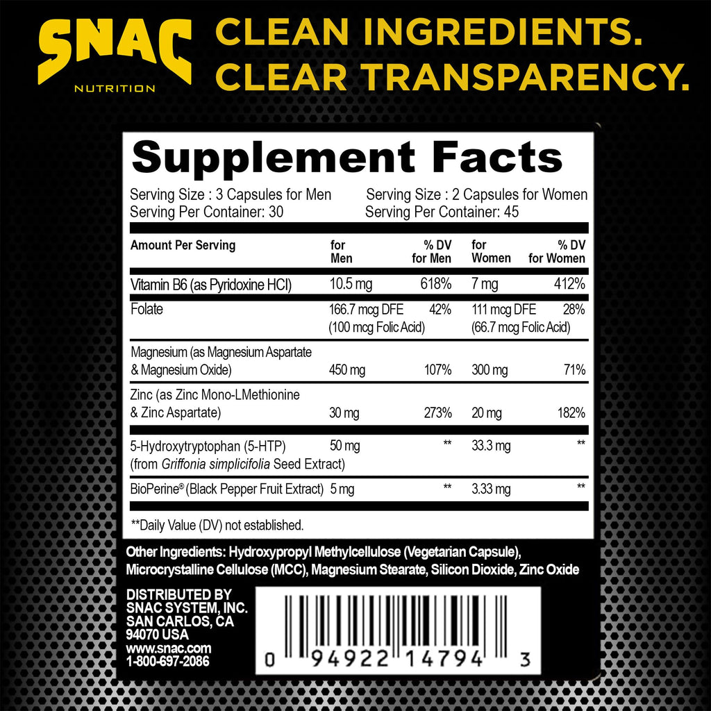 SNAC ZMA-5 Mineral Supplement Post-Workout Support - 180 Capsules - image 2