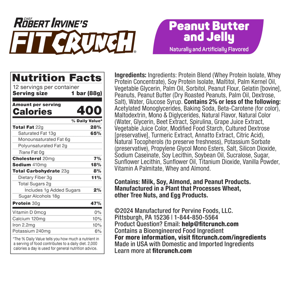 Fit Crunch Protein Bar Peanut Butter and Jelly 30g - 12 Bars - image 2