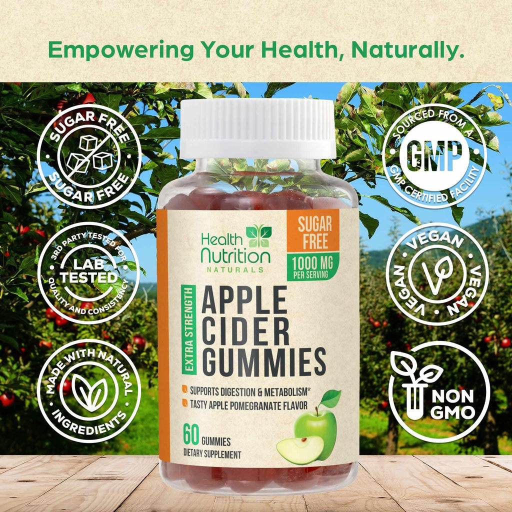 Health Nutrition Naturals Apple Cider Vinegar Gummies Zero Sugar