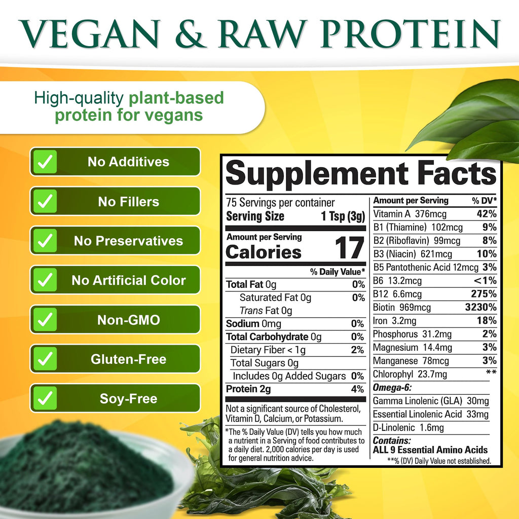 Sunlit Best - USDA Organic Spirulina Tablet - Natural Super Greens