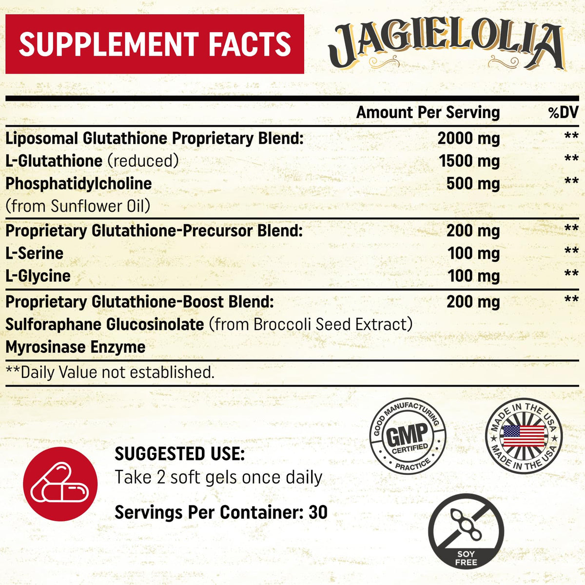 Jagielolia Liposomal Glutathione 2000 mg with L-Serine