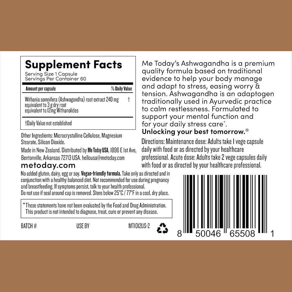 me today Ashwagandha Supplement 3000 mg Stress Relief - 60 Capsules - image 3