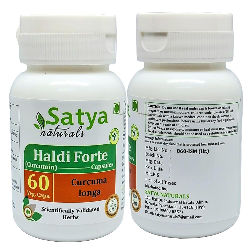 Satya Naturals Haldi Forte Turmeric Extract 500 mg - 120 Capsules - image 3