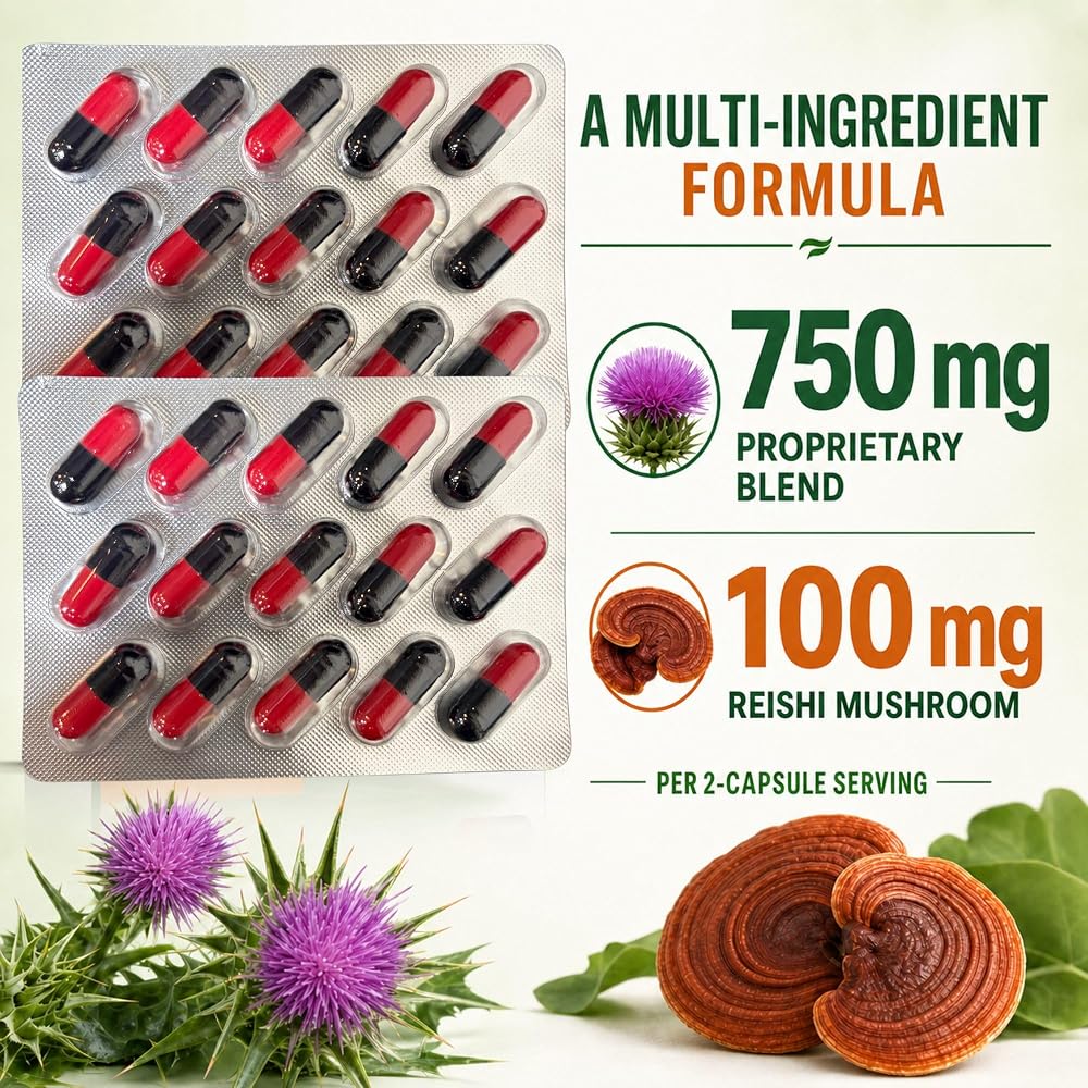 Pentrexylin Milk Thistle Reishi 500 mg - 30 Capsules - image 3