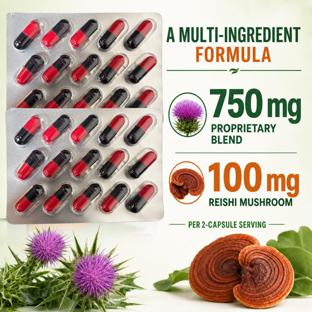 Pentrexylin Milk Thistle Reishi 500 mg - 30 Capsules - image 3
