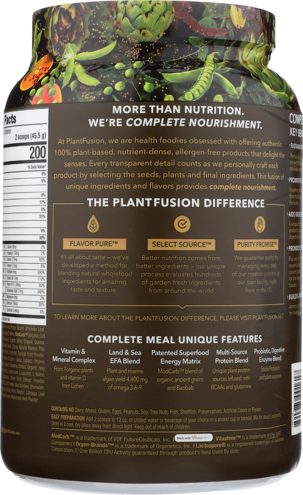 PlantFusion Complete Meal Replacement Shake - Plant Based Protein