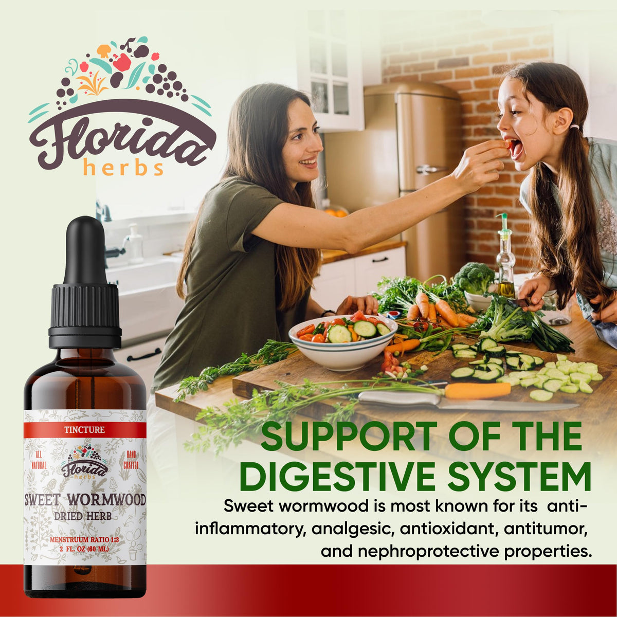 FLORIDA HERBS Wormwood Organic Tincture - Natural Intestinal Cleanse