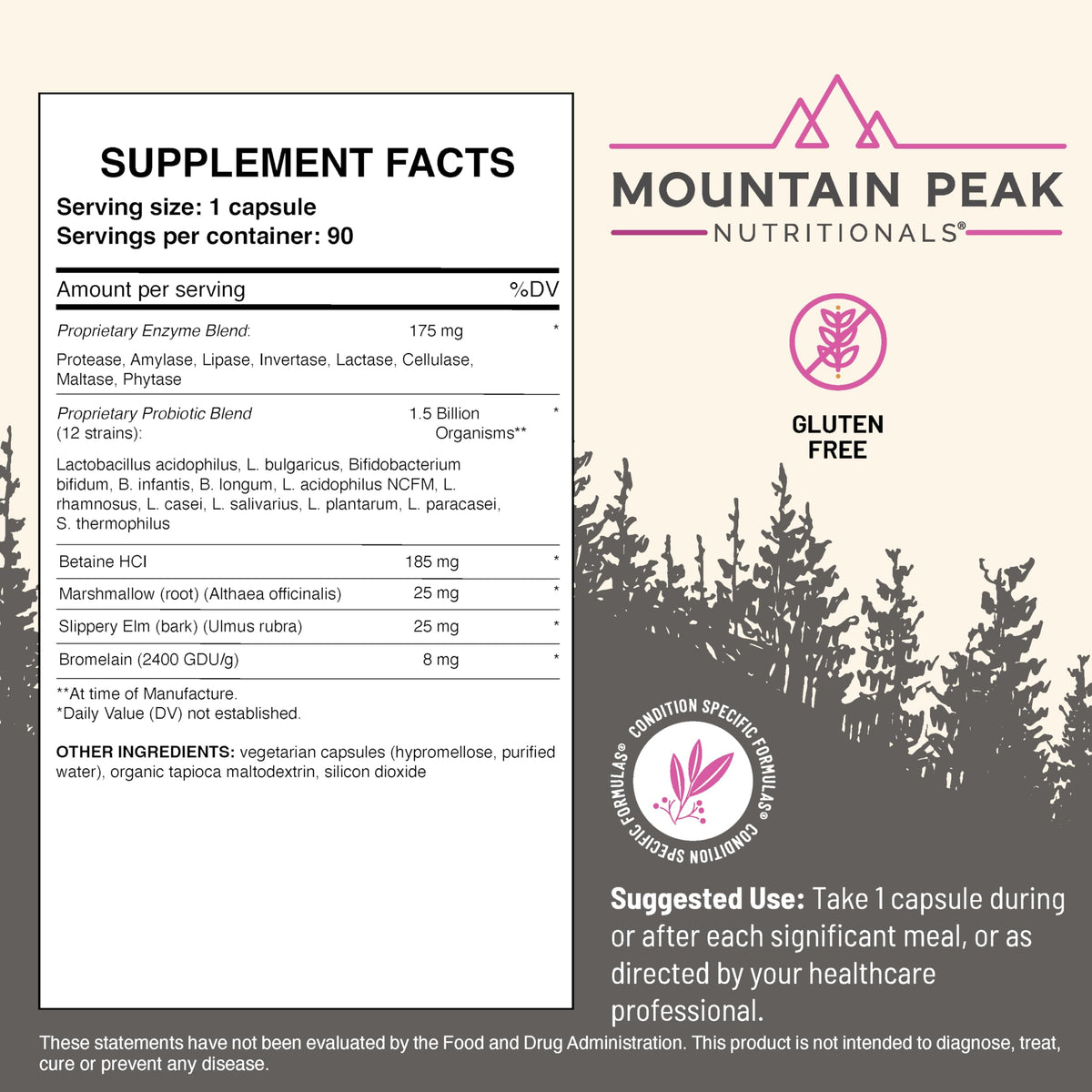 Mountain Peak Nutritionals Digestive Enzymes & Probiotics - 90 Capsules - image 3