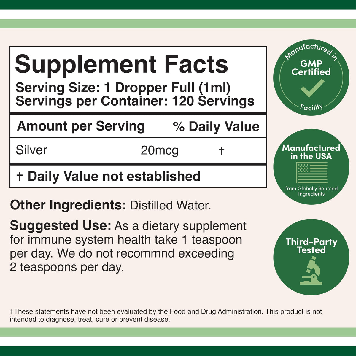 Double Wood Supplements Colloidal Silver Liquid 20 PPM - 4 Fl Oz - image 2