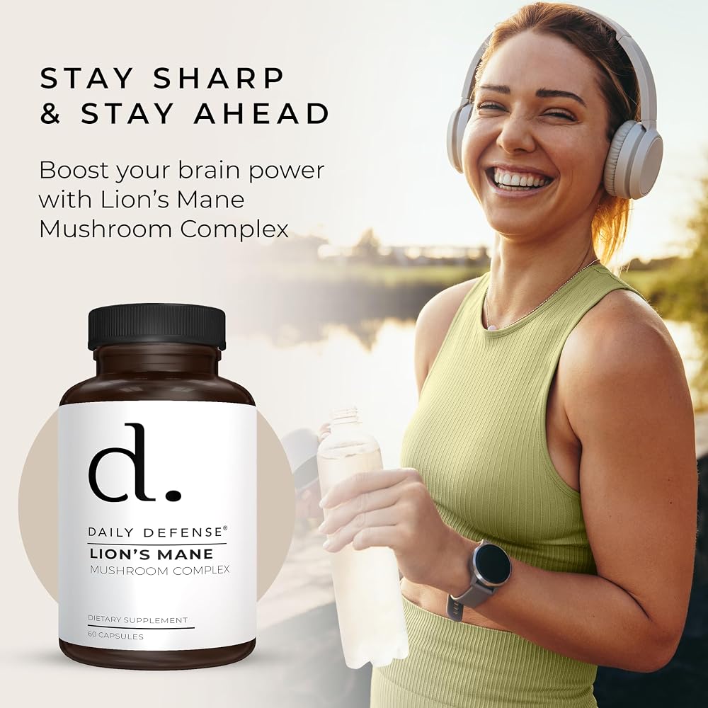 Daily Defense Lions Mane Mushroom 500mg Brain Support - 60 Capsules - image 3