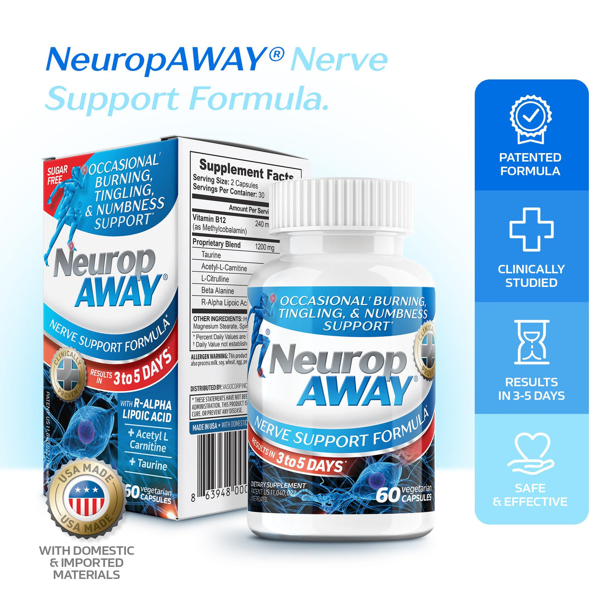 NeuropAWAY Nerve Support Supplement - 60 Capsules - image 2